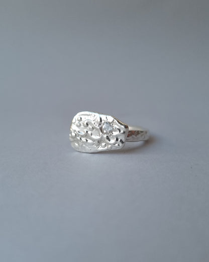 FRAME White Topaz Silver Ring, size 55