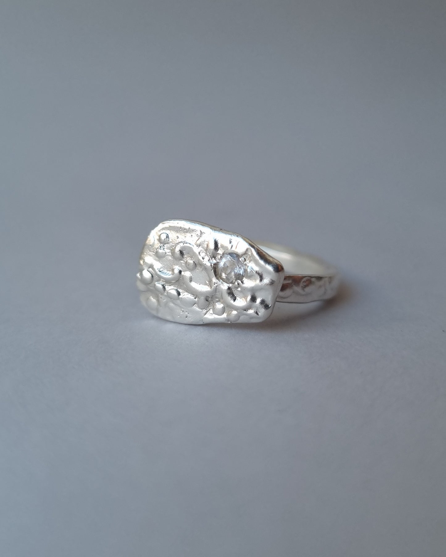 FRAME White Topaz Silver Ring, size 55