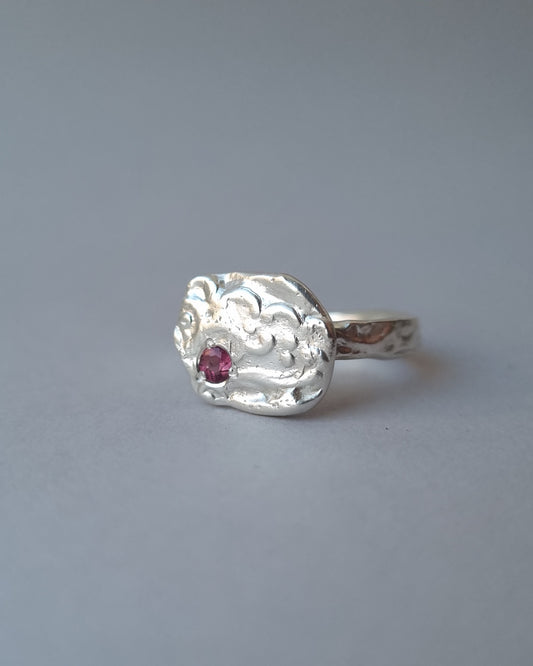 FRAME Pink Tourmaline Silver Ring, size 56